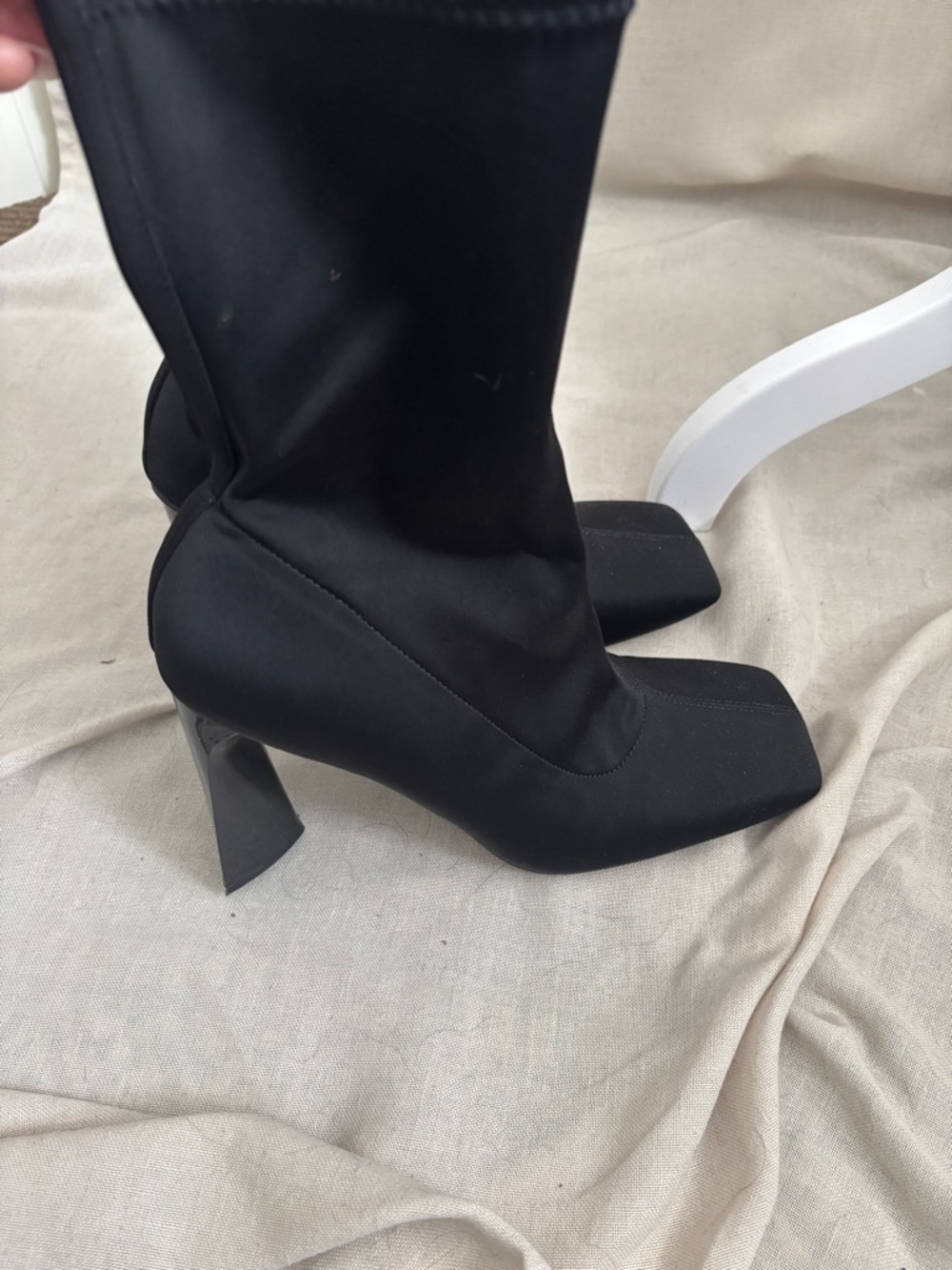 Call It Spring Black Square-Toe Ankle Heeled Boots